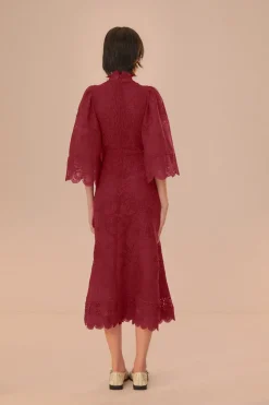 FARM Rio  Robes Midi<Robe Midi Découpée Guipire Magenta Foncé
