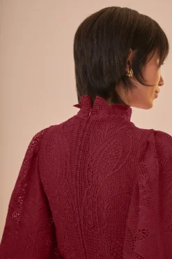FARM Rio  Robes Midi<Robe Midi Découpée Guipire Magenta Foncé