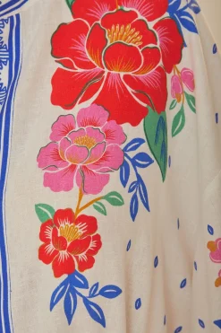 FARM Rio  Robes Midi<Robe midi de plage à fleurs blanc cassé