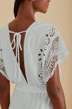 FARM Rio  Robes Midi<Robe midi en lin de qualité supérieure Euroflax™ en guipure brodée bla