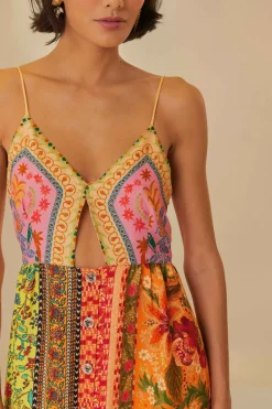 FARM Rio  Robes Midi<Robe midi en viscose Lenzing™ Ecovero™ multicolore à foulards mélangés