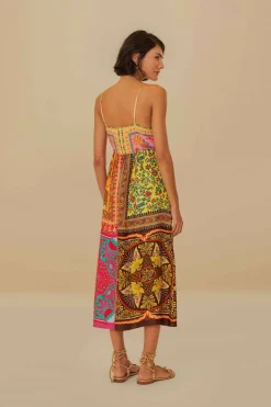 FARM Rio  Robes Midi<Robe midi en viscose Lenzing™ Ecovero™ multicolore à foulards mélangés