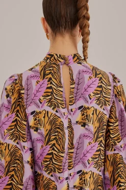 FARM Rio  Robes Midi<Robe midi feuilles de tigre lavande