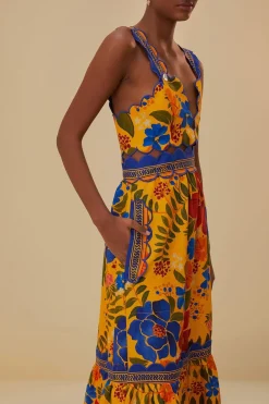 FARM Rio  Robes Midi<Robe midi jaune Floral Yard Lenzing™ Ecovero™ Euroflax™