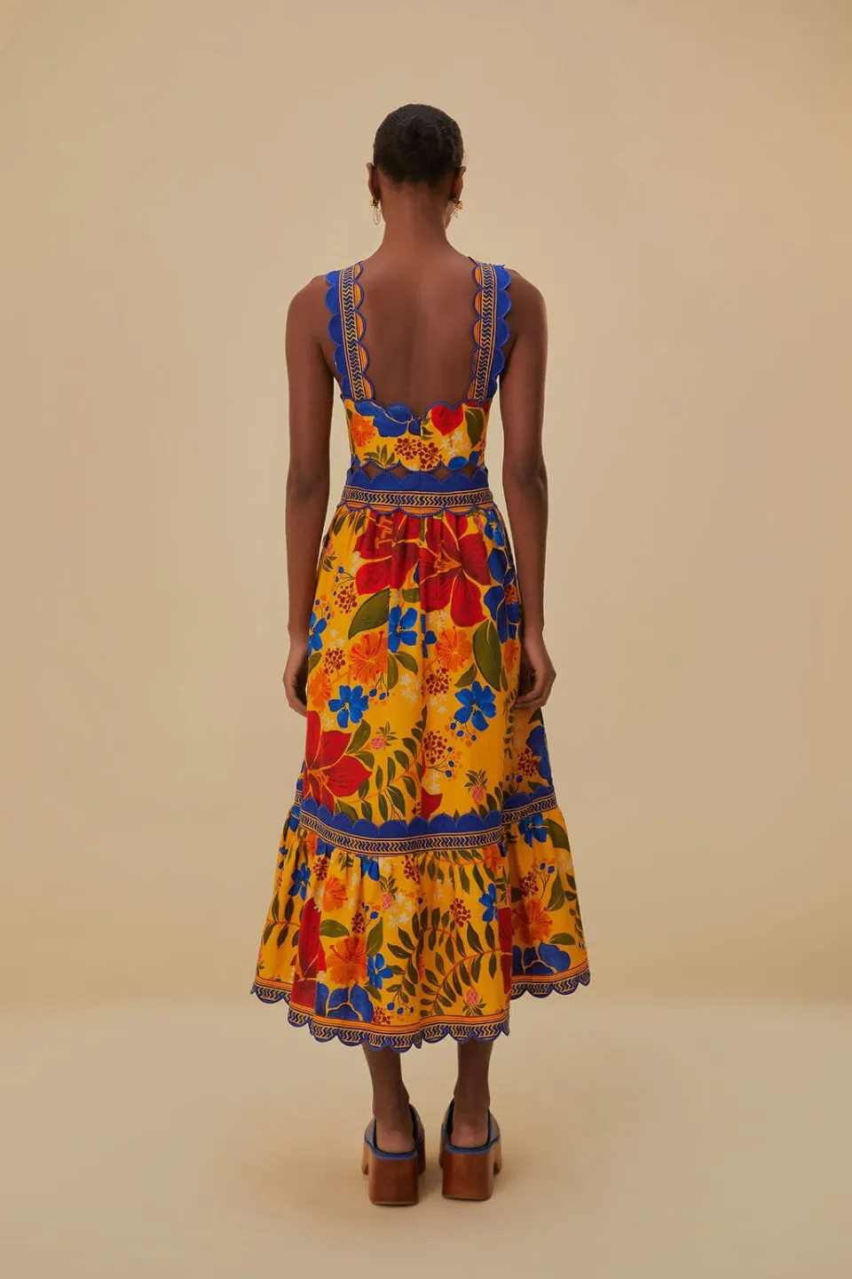 FARM Rio Robes Midi<Robe midi jaune Floral Yard Lenzing™ Ecovero™ Euroflax™