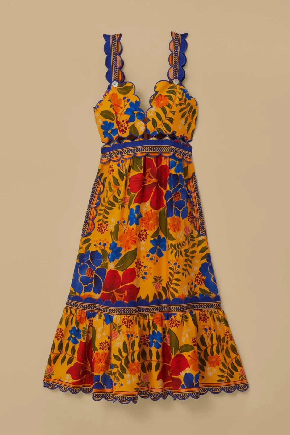 FARM Rio Robes Midi<Robe midi jaune Floral Yard Lenzing™ Ecovero™ Euroflax™