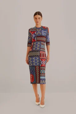 FARM Rio  Robes Midi<Robe midi multicolore à manches courtes Rauti