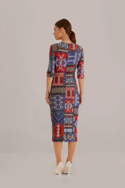 FARM Rio  Robes Midi<Robe midi multicolore à manches courtes Rauti