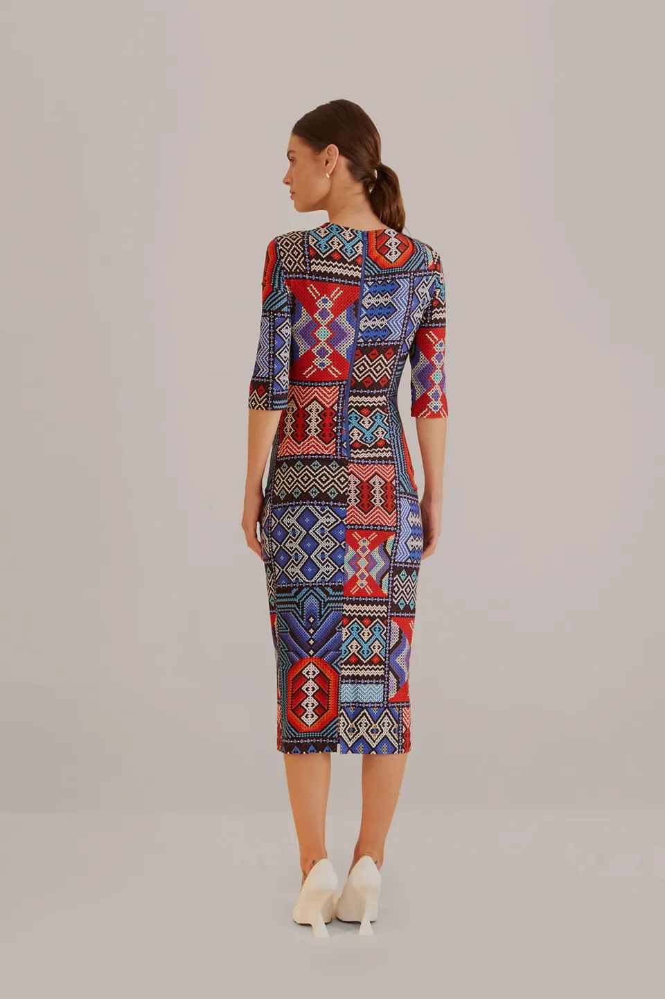 FARM Rio  Robes Midi<Robe midi multicolore à manches courtes Rauti