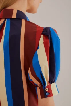 FARM Rio  Robes Midi<Robe midi multicolore à rayures hivernales à manches courtes