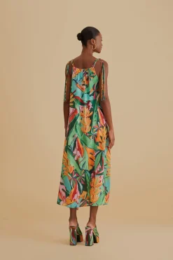 FARM Rio  Robes Midi<Robe midi multicolore sans manches à feuillage de banane