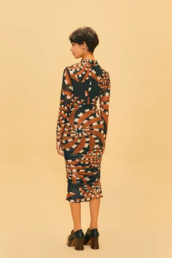 FARM Rio  Robes Midi<Robe midi noire en tulle foncé Bananada