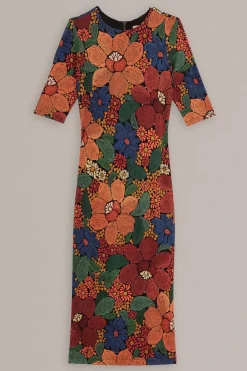 FARM Rio  Robes Midi<Robe midi noire en viscose Lenzing™ Ecovero™ à fleurs cousues