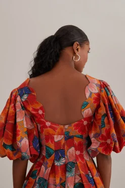 FARM Rio  Robes Midi<Robe midi orange à découpes florales Marias