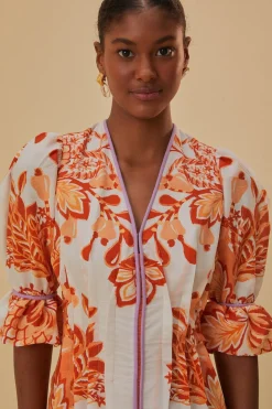 FARM Rio  Robes Midi<Robe midi orange Aura à col en V