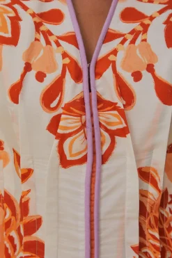 FARM Rio  Robes Midi<Robe midi orange Aura à col en V