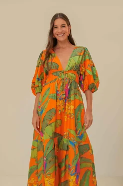 FARM Rio  Robes Midi<Robe midi orange Fresh Macaws