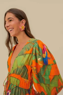 FARM Rio  Robes Midi<Robe midi orange Fresh Macaws