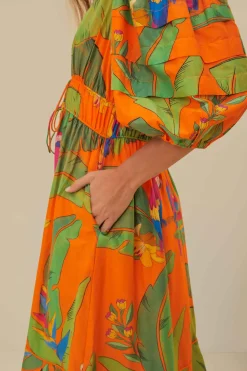 FARM Rio  Robes Midi<Robe midi orange Fresh Macaws