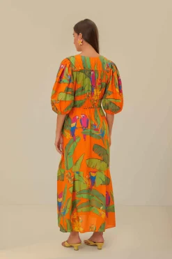 FARM Rio  Robes Midi<Robe midi orange Fresh Macaws