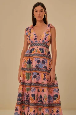FARM Rio  Robes Midi<Robe midi rose à tapisserie de coquillages