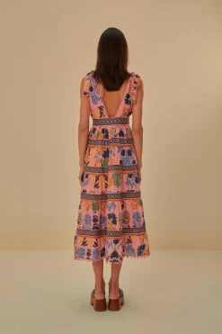 FARM Rio Robes Midi<Robe midi rose à tapisserie de coquillages