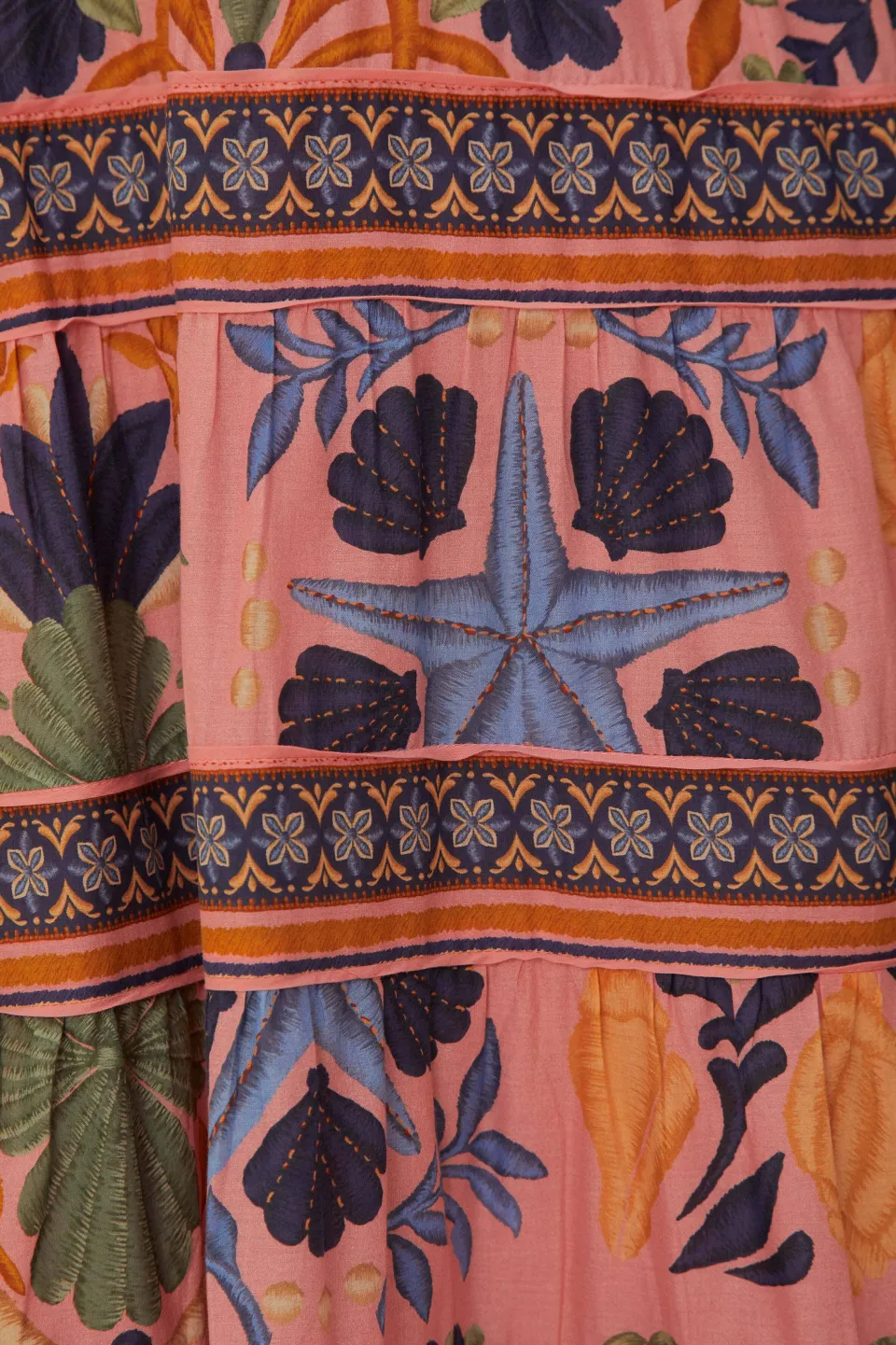 FARM Rio Robes Midi<Robe midi rose à tapisserie de coquillages