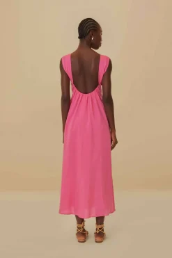 FARM Rio  Robes Midi<Robe midi rose sans manches à détails floraux