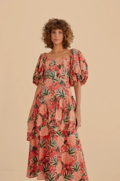 FARM Rio  Robes Midi<Robe midi rouge à découpes Pineapple Bloom