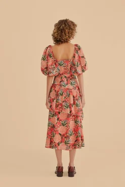 FARM Rio  Robes Midi<Robe midi rouge à découpes Pineapple Bloom