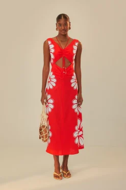 FARM Rio  Robes Midi<Robe midi rouge Ainika Shell LENZING™ ECOVERO™ Euroflax™