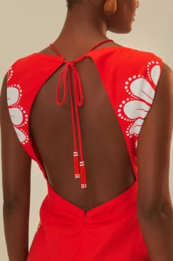 FARM Rio  Robes Midi<Robe midi rouge Ainika Shell LENZING™ ECOVERO™ Euroflax™