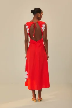 FARM Rio  Robes Midi<Robe midi rouge Ainika Shell LENZING™ ECOVERO™ Euroflax™