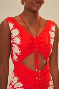 FARM Rio  Robes Midi<Robe midi rouge Ainika Shell LENZING™ ECOVERO™ Euroflax™