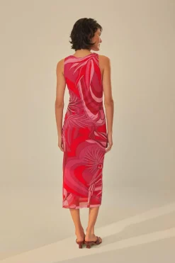 FARM Rio Robes Midi<Robe midi rouge en tulle Endless Summer