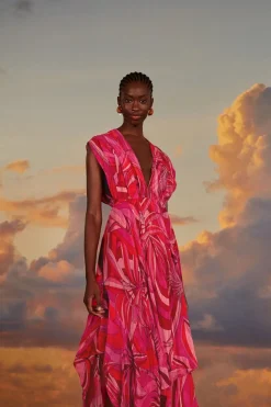 FARM Rio  Robes Midi<Robe midi rouge Endless Summer à col en V