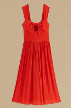 FARM Rio  Robes Midi<Robe midi rouge sans manches avec nœud