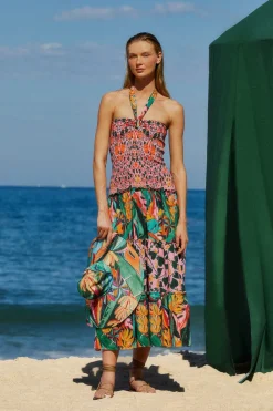 FARM Rio  Robes Midi<Robe midi sans manches avec foulard Ivy à cœurs mélangés