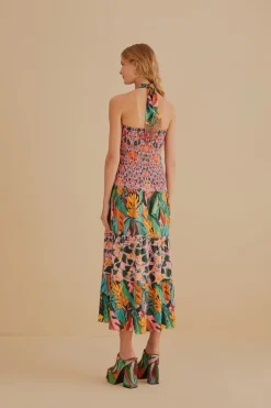 FARM Rio  Robes Midi<Robe midi sans manches avec foulard Ivy à cœurs mélangés
