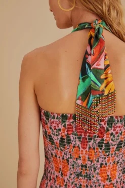 FARM Rio  Robes Midi<Robe midi sans manches avec foulard Ivy à cœurs mélangés