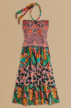 FARM Rio  Robes Midi<Robe midi sans manches avec foulard Ivy à cœurs mélangés