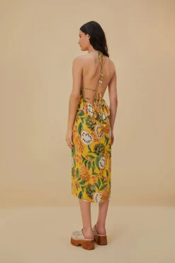 FARM Rio  Robes Midi<Robe midi sans manches Biriba jaune