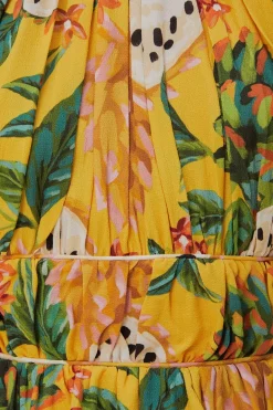 FARM Rio  Robes Midi<Robe midi sans manches Biriba jaune