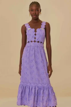 FARM Rio  Robes Midi<Robe midi sans manches lilas à fleurs 3D