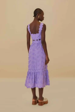 FARM Rio Robes Midi<Robe midi sans manches lilas à fleurs 3D