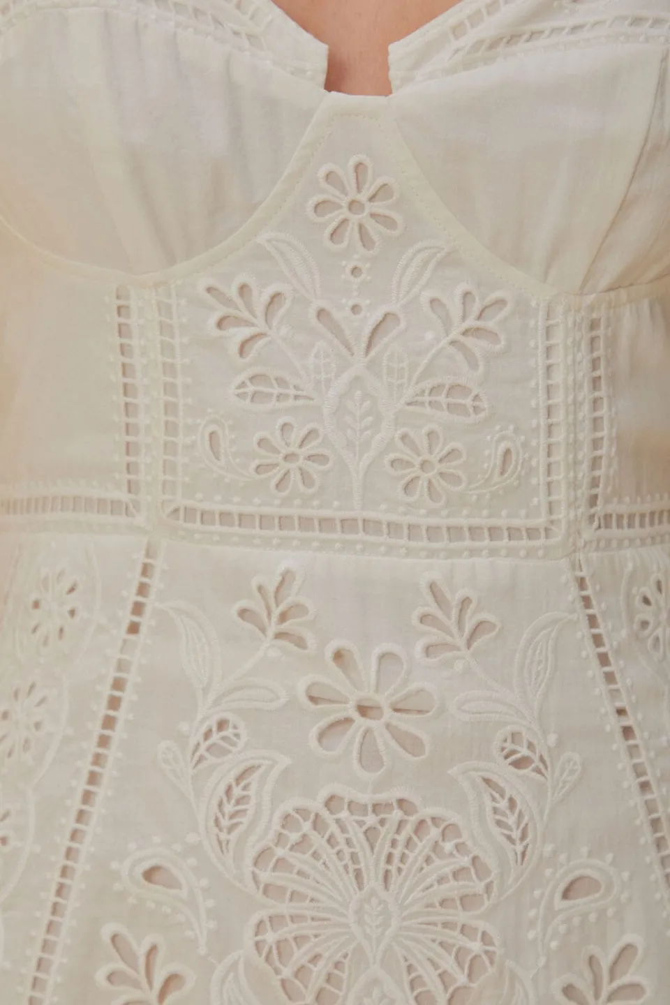 FARM Rio Robes Midi<Robe midi sans manches Richelieu blanche