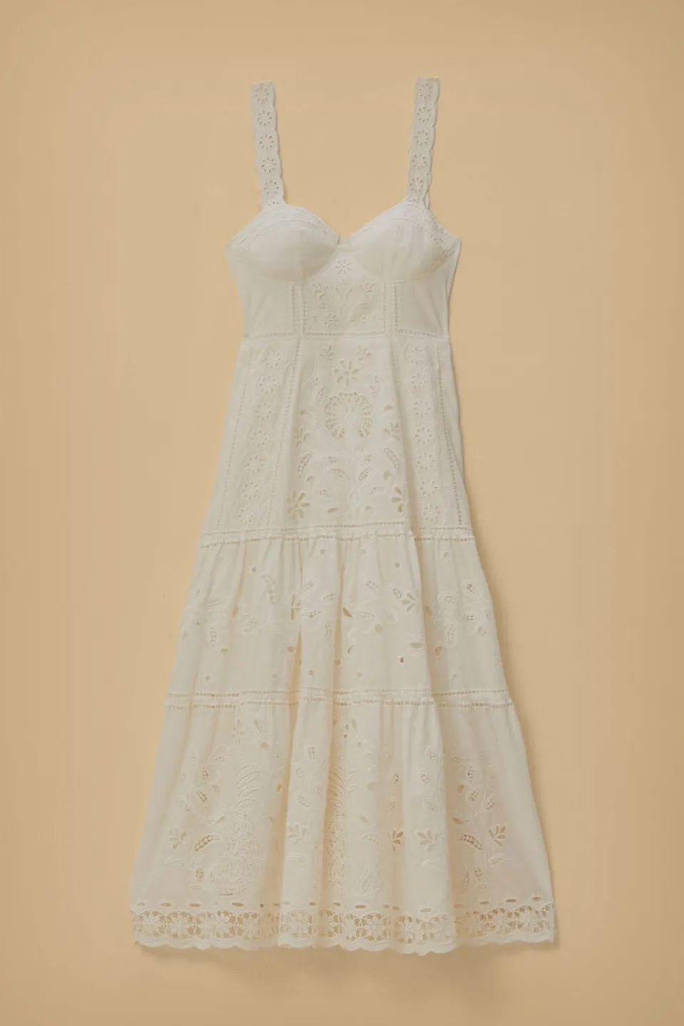 FARM Rio Robes Midi<Robe midi sans manches Richelieu blanche