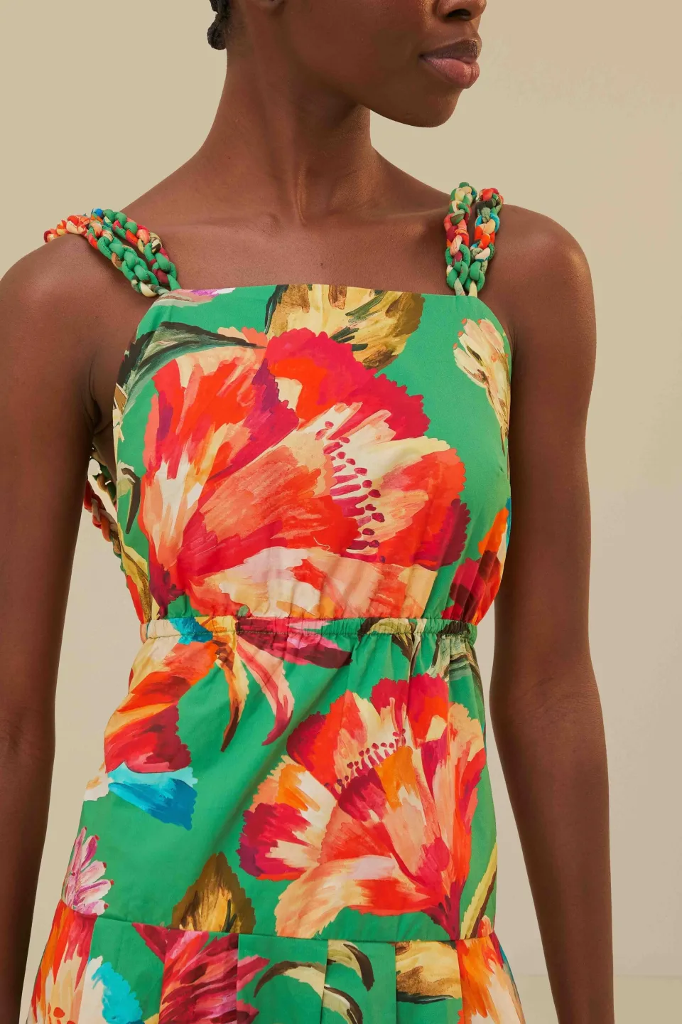 FARM Rio Robes Midi<Robe midi sans manches Tropicart verte