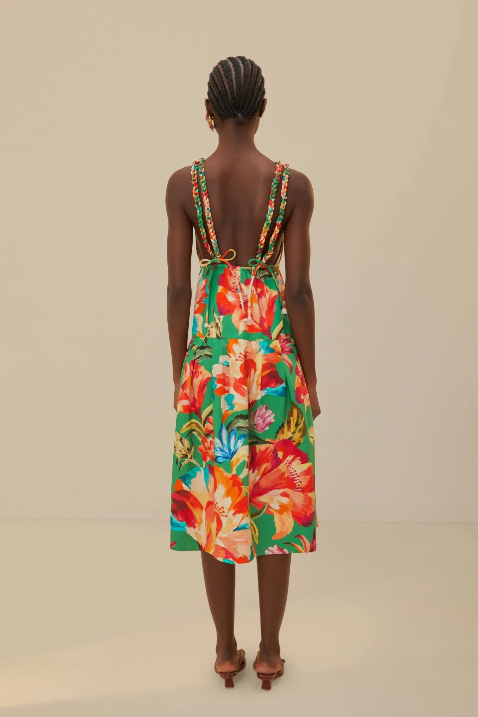 FARM Rio Robes Midi<Robe midi sans manches Tropicart verte