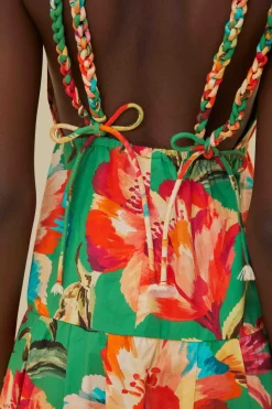 FARM Rio Robes Midi<Robe midi sans manches Tropicart verte